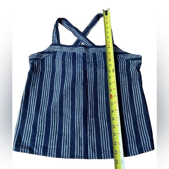 Loft 2 Piece Linen Jumpsuit Pinstriped Navy and White Womens Size 4P NWT - Picture 14 of 15